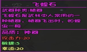 大千世界重案组宝箱内的装备飞蝗石介绍