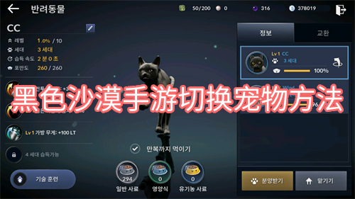 黑色沙漠手游切换宠物方法